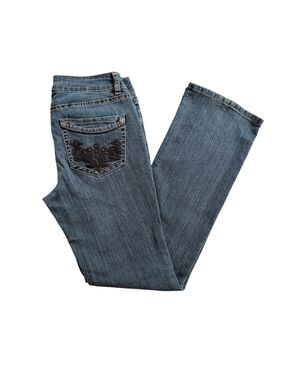 Sonoma Embroidered Mid-Rise Denim Demi Bootcut Jeans